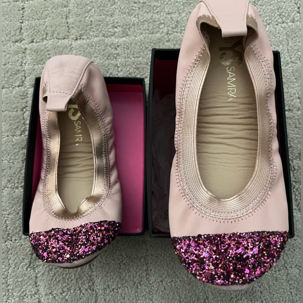 Yosi Samra pink glitter ballet flats